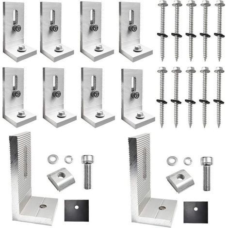 10 Pièces Ensemble Equerre Metal Fixation, 90° Equerre Fixation Panneaux Solaires, équerre étagère Photovoltaïque de Type L, pour Installation de Panneaux Solaires (1/5)
