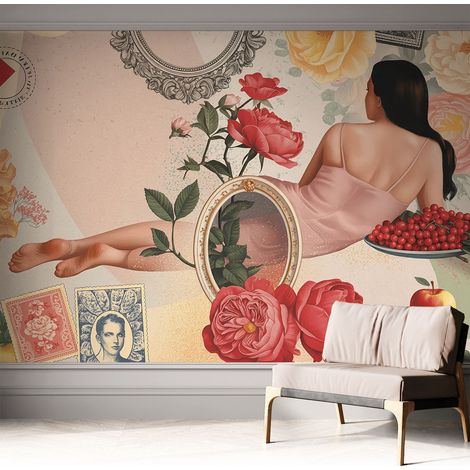 Tapete Selbstklebend - Fototapete mit Motiv - Wandtapete modern - Wandgestaltung Blumeneleganz 312x219 cm (1/5)