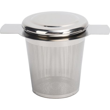 Passe-thé infuseur à feuilles en vrac, panier filtre en acier inoxydable mailles fines avec couvercle, accessoire de théière pour tasse (1/5)