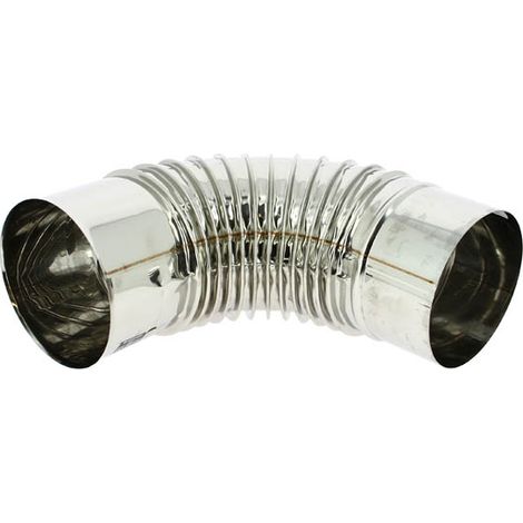 TEN – Coude inox 304 plissé 90° Ø125 – Raccord gaz pour tubage tous combustibles – Soudure continue et embouts calibrés