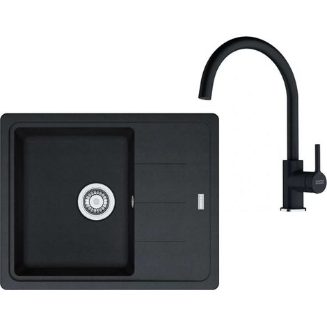 Franke Conjuntos de cocina - Conjunto de cocina G278O, fregadero de fragranite BFG 611-62 + grifo FC 6018.071, ónix 114.0700.802