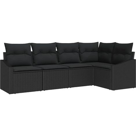 Maison Exclusive - Gartensofa-set mit Kissen 5 pcs Schwarz Poly-R