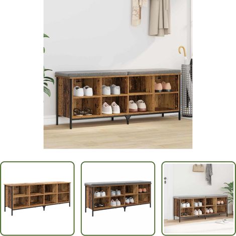 Altholz - Schuhschrank Altholz 131 x 35 x 50 cm Verbundholz und Eisen (1/5)
