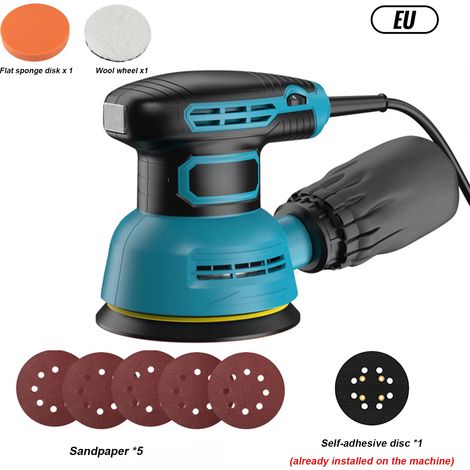 Ponceuse électrique orbitale aléatoire 300W, vitesse variable, plateau 125 mm – polisseuse voiture et travaux de bricolage