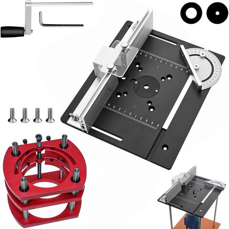 Wood Router Table with Insert Plate Router, Plate Lift Base Support Maximum Lift 51 mm, Aluminium Table Top Router for Engines with Diameter 64 to 65 mm (Black) (1/5)