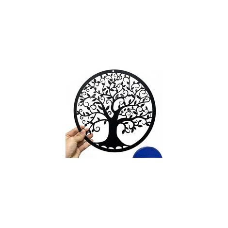 Memkey – Decoración de pared de metal negro “Árbol de la Vida”, 28 cm – Resistente a la corrosión, diseño hueco – Para uso interior y exterior – Regalo original - Crezuo