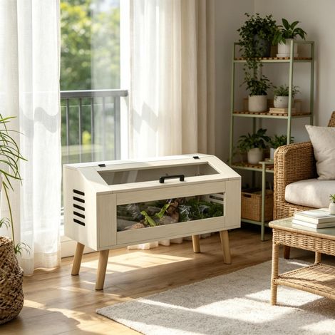 Terrarium en verre pour reptiles, vivarium pour serpents 140L avec fenêtres et couvercle en verre trempé (vendu uniquement avec 1 cage pour reptiles) (1/5)