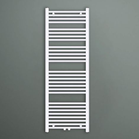 Mai & Mai Radiateur à Eau Chaude Mural Chauffage Central 140x50cm Sèche-Serviettes Blanc en Acier Inoxydable