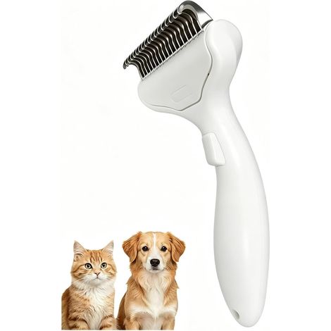 Self-Cleaning Brush for Cats and Dogs, One-Click Function, Detangling and Removing Dead Hair, Toilet and Massage Tool, White (1/5)
