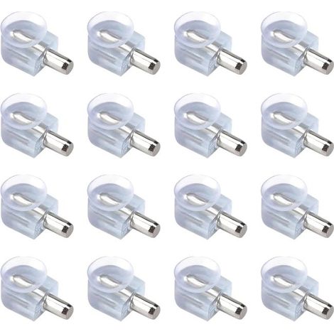 (transparent)36 Pièces Chevilles De Support D'Étagère, Support de plan en cristal avec ventouse pour vitres, De L en Bois Et Verre, tige 5 mm