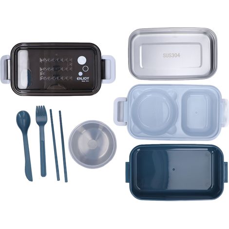 Lunchbox, 2-stöckig, stapelbar, mit Klappverschluss, isoliert, Edelstahl Tony Carolan Edelstahl-Suppenschüssel, 200 ml, Edelstahl 304 (1/5)