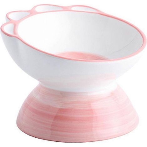 Gamelle surélevée pour chat, gamelle en céramique inclinée, protège la colonne vertébrale de votre animal - Rose - Taille S (1/5)