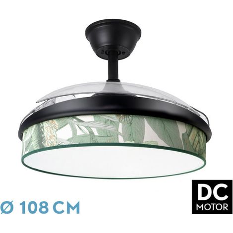 Ventilador Dc Moda 72w Negro/hoja Verde 108d 3aspas 7200lm 3000k,4000k,6000k Remoto+memoria+temporizador (1/3)
