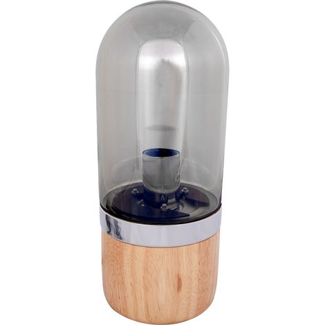 Lampada da tavolo Malbi in vetro fumé e legno naturale (1/3)