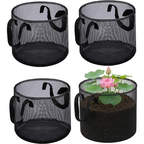 Paquete de 4 cestas para estanque, cestas hidropónicas acuáticas transpirables para lirio y loto, macetas de malla para plantas de jardín de agua de estanque, redondas, plantas (1/5)