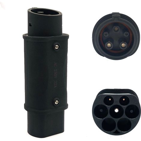 Adaptador EV tipo 2 a GBT, 380 V 32 A (trifásico) IEC 62196-2 a GBT Adaptador de cargador EV para vehículos eléctricos, conector EV tipo 2 a GB/T (1/2)