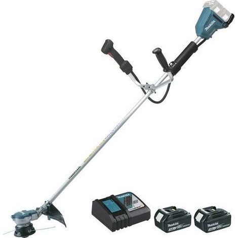Makita – Débroussailleuse électrique filaire 36V avec 2 batteries 18V 3.0Ah – Moteur sans charbon – Technologie XPT – 3 vitesses de coupe