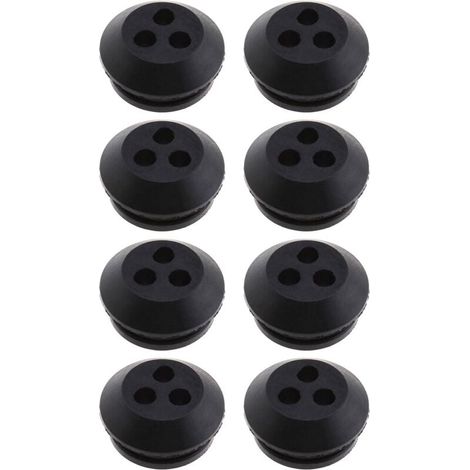 Lot de 8 joints de réservoir de carburant à 3 trous en caoutchouc noir, diamètre de trou de 5 mm, pour remplacement de souffleur, débroussailleuse, tondeuse à gazon (1/4)