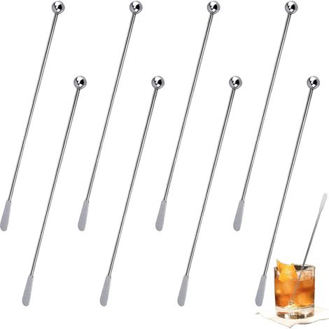 8 PCS Agitateurs à Cocktail en Acier Inoxydable, Agitateurs en Acier Inoxydable,Cocktail Petites Agitateurs,Bâtonnets à Cocktail,Bâtonnets D'agitation à Café pour Les Bars,Les Cafés,Les Mariages etc (1/5)