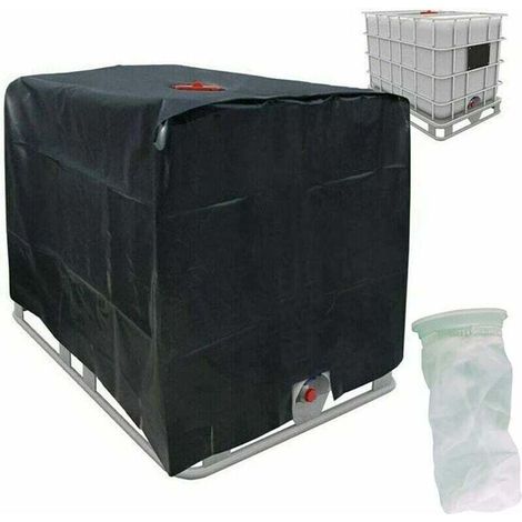 Bâche de protection solaire pour réservoir d'eau de pluie 1000 l IBC Noir (1/4)