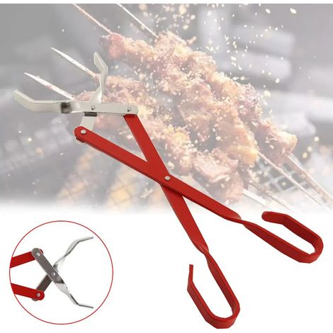 Pinze da campeggio portatili con manico lungo, ideali per cucinare e grigliare all'aperto, in alluminio resistente al calore, a forbice, per barbecue. (1/5)