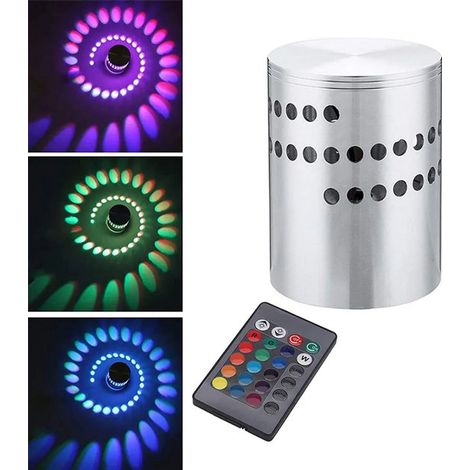 Applique murale LED 3W, plafonnier en aluminium, spot spiralé, convient aux chambres, salons, couloirs, fêtes, bars, effets lumineux RGB. (1/5)