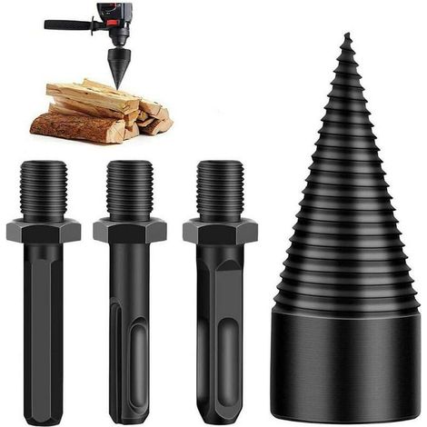 Vierkant mit 3 Schäften, Holzspaltbohrer, Kegelbohrer, Holzspaltbohrer 42 mm, langlebiges Spalt-Kegelschrauben-Holzschleifwerkzeug (1/5)