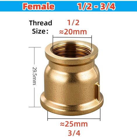 (1I2-3I4 (1PCS)) Raccord de tuyauterie en laiton, tuyau en cuivre, manchon hexagonal, coupleur, connecteur rapide, filetage femelle 1", réducteur pour eau, carburant et gaz (1/5)