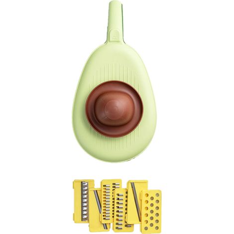 Coupe-légumes multifonction, râpe à légumes efficace et sécurisée pour pommes de terre, radis, concombres – usage cuisine, vert (1/5)