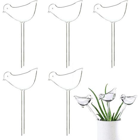 5 pièces Transparent dispositif d'arrosage pour oiseaux, dispositif d'arrosage automatique pour plantes, ballon d'arrosage pour plantes, système d'arrosage automatique pour plantes (1/5)