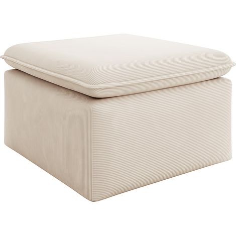 Pouf in Velluto a coste Beige  - TEODORA