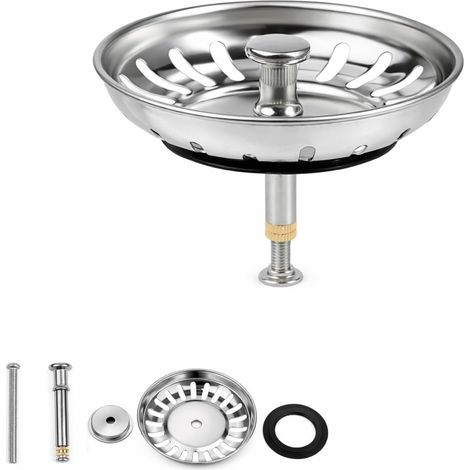 Bouchon Évier Cuisine Ø 82 mm avec Goupille Réglable, 304 indox, Filtre Panier Ever 79mm Fonctionnement du Bouton Excentrique Panier Crépine, Compatible Lave-Vaisselle (82mm 1pcs) (1/5)