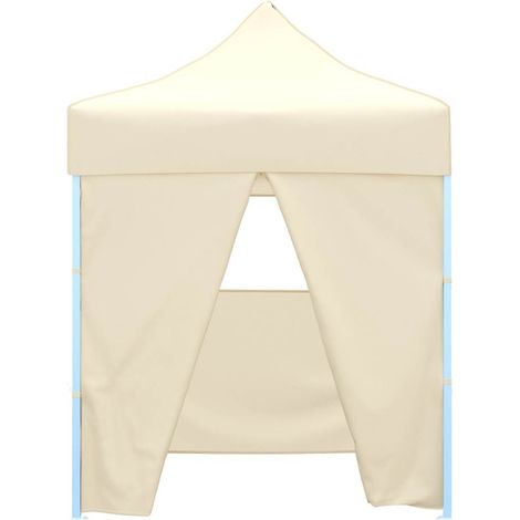 vidaXL Carpa plegable profesional con 4 paredes acero color crema 2x2m (1/2)