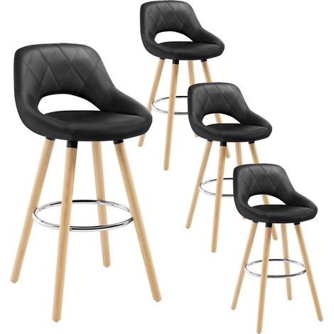 WOLTU  Bar Stools Set of 4 Breakfast Counter Chairs Modern High Stools for Kitchen Home Bar Restaurant, Black