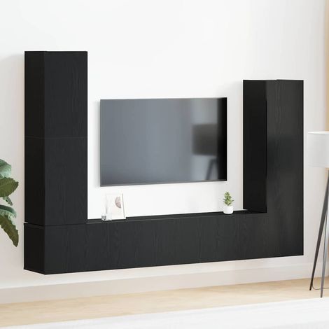 TV-Schrankset 6 pcs Schwarz Eichen-Optik Holzwerkstoff
