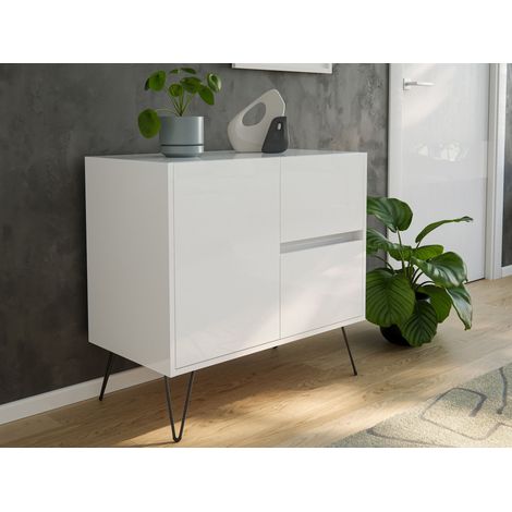 Sideboard Yako 80cm 2 SoftClose 1 Tür Weiß hochglanz
