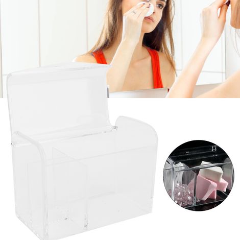 Boîte de Rangement pour Accessoires de Maquillage et Coton-Tige en Plastique Transparent (1/5)