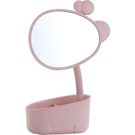 Miroir de maquillage rose avec rangement (1/5)