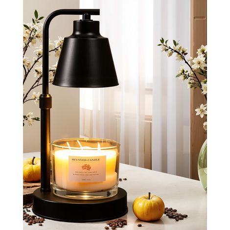Scaldacandele con timer, regolazione di altezza e luminosità, compatibile con candele in barattolo di grandi dimensioni, decorazione per la stanza, regalo con 2 lampadine (1/5)