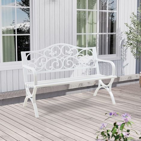 Panca da Giardino Utav con Schienale e Braccioli in Acciaio - Bianco casa.pro (1/5)