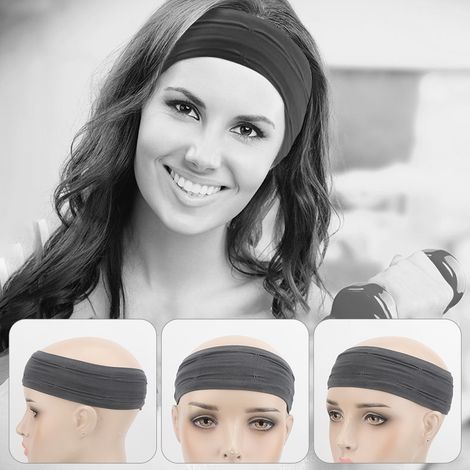 Bandes élastiques sport pour cheveux - Accessoires de yoga fitness running - Gris absorbant (1/5)