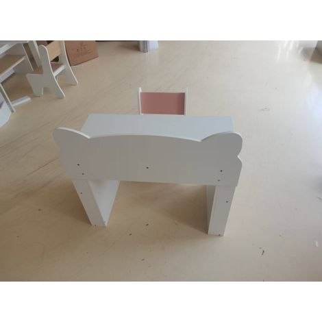 Bureau et Chaise pour Enfant 2 Pièces, Ensemble Table d'Activité, Tiroir, Bibliothèque pour Dessin, Lecture, Blanc Rose (1/5)