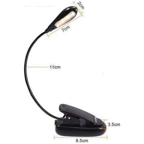 Wiederaufladbare Leselampe mit 14 LEDs, Klemmleuchte, Schreibtischlampe, 3 Helligkeitsstufen (1/4)