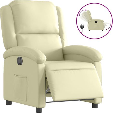 Maison Exclusive - Poltrona Reclinabile Elettrica Crema in Vera Pelle
