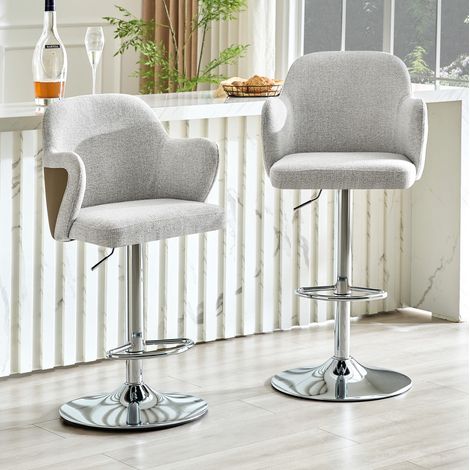 Tabourets de bar réglables pivotants lot de 2 gris OKMYHOME (1/5)