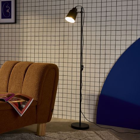 Lampadaire intérieur métal noir H 145cm Rémi (1/5)