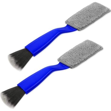 Set mit 2 Doppelbürstenköpfen, 2-in-1-Staubpinsel für die Innen- und Außenreinigung von Autos, kratzfestes Reinigungswerkzeug (Blau) (1/4)