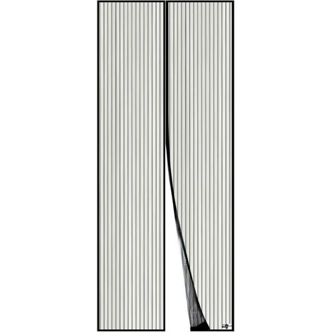Moustiquaire Magnétique Pour Porte, Maille Ultra Fine, Aimants Puissants, Kit d'Installation Complet, Bande Adhésive et Auto-Agrippante Incluse - 80x210cm, Noir