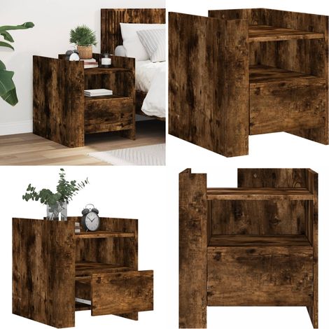 Nachttisch Räuchereiche 45x50x50 cm Holzwerkstoff - Nachttisch - Beistelltisch - Wohnzimmerschreibtisch - Holzwerkstoff - Rauchfarbe - Home & Living (1/5)