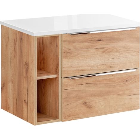 Mueble bajo lavabo 80cm 2 nichos April Madera y Blanco (1/4)